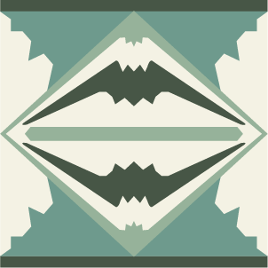 Decorative border tile Fladdermus Cenefa with birds and wildlife, diamonds and rhombi, triangles